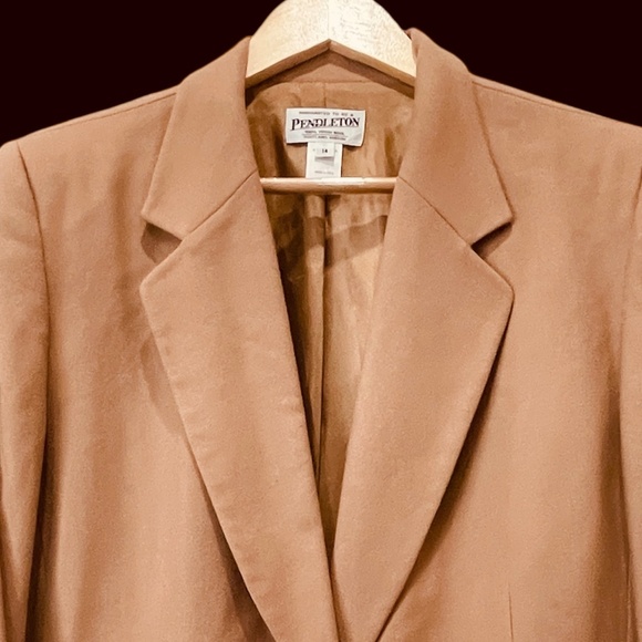 Gorgeous Pendleton Vintage 100% Virgin Wool Blazer Camel Jacket Women's 14 - Picture 2 of 9